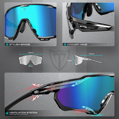 Vista 4 de ATTCL Gafas de sol de ciclismo de lujo para hombres y mujeres, gafas deportivas, protección UV 400 para ciclismo, esquí, conducción