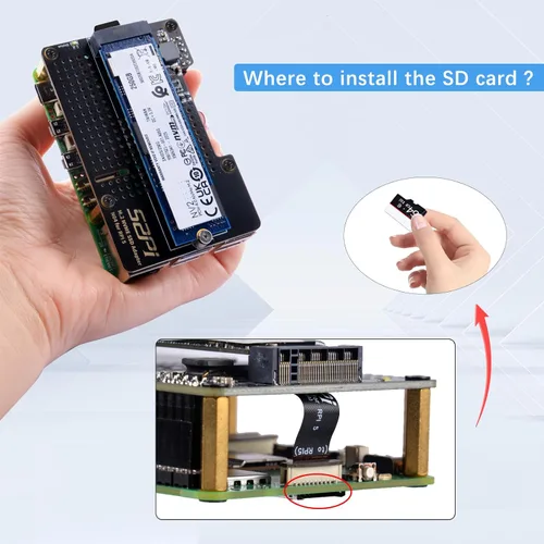 Vista 5 de GeeekPi N04 Adaptador M.2 NVMe a PCIe para Raspberry Pi 5, Soporta SSD M.2 NVMe 2230 2242 2260 2280