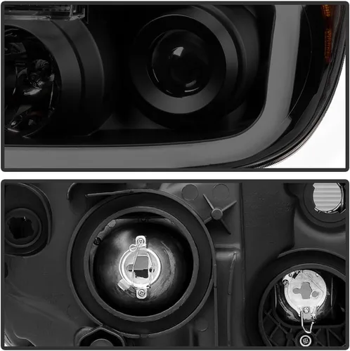 Vista 4 de ACANII - Faros delanteros para Toyota Tundra 2007-2013 con tubo LED ahumado negro estilo de mejora, juego de faros delanteros izquierdo y derecho