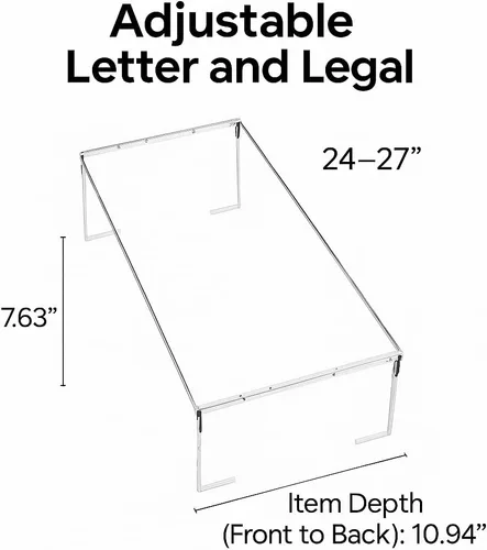 Vista 4 de Pendaflex Marco de carpeta colgante 450, tamaño carta/legal, marco de archivo colgante ajustable, se adapta a cajones de 24 a 27 pulgadas, acero