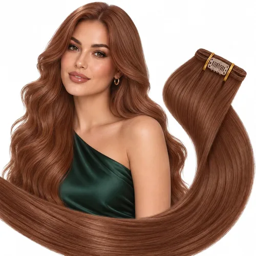 Vista 46 de Ve Sunny Extensiones de cabello humano real con clip balayage, color marrón castaño degradado a rubio, 12 pulgadas, 5 unidades, 2.82 onzas
