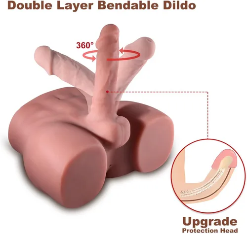 Vista 8 de Muñeca sexual masculina marrón con consolador flexible, consolador grueso realista para mujeres, hombres, parejas homosexuales, 10.2 x 7.1 pulgadas