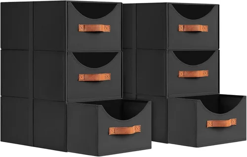 Vista 25 de Homsorout Cajones de almacenamiento apilables, contenedores de almacenamiento plegables con cajones, paquete de 8 cestas organizadoras de estantes