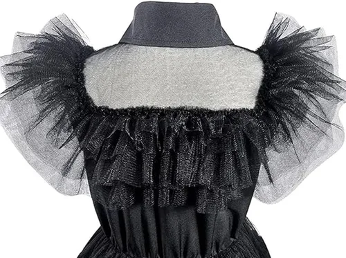 Vista 5 de Vestido de disfraz para niñas, disfraces familiares, Halloween, cosplay, vestido de fiesta con cinturón, calcetines, traje de vestir