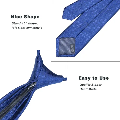 Vista 3 de AUSKY Corbata ajustada con cremallera ajustable preatada, lazos delgados de clip de 2.35 pulgadas para hombres o niños