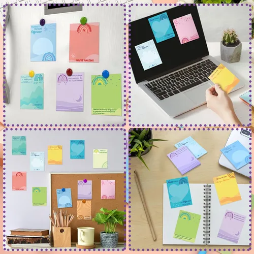 Vista 6 de Teling 24 Piezas Notas Adhesivas Inspiracionales Regalo de Navidad Nota Adhesiva 3 x 4 Pulgadas Arcoíris Apreciación Notas en Español Motivacionales