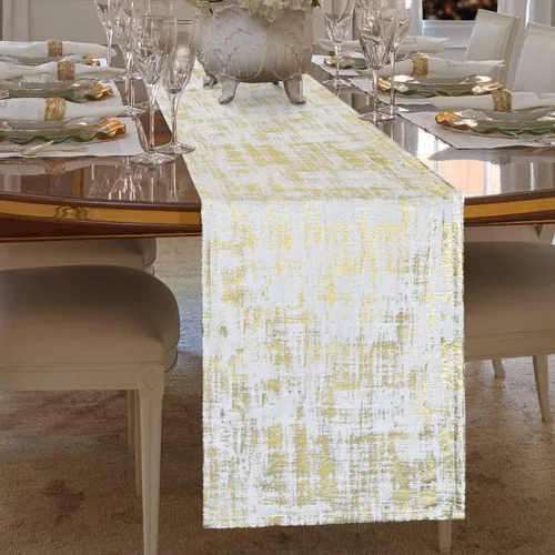 Vista 8 de Caminos de mesa negros y dorados para decoración de Navidad, 72 pulgadas de largo