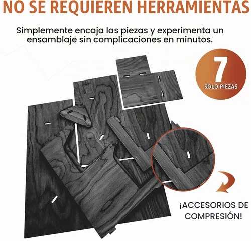 Vista 7 de Mesa expositora de esquina de ébano quemado de 3 niveles con estantes para productos - portátil Negro