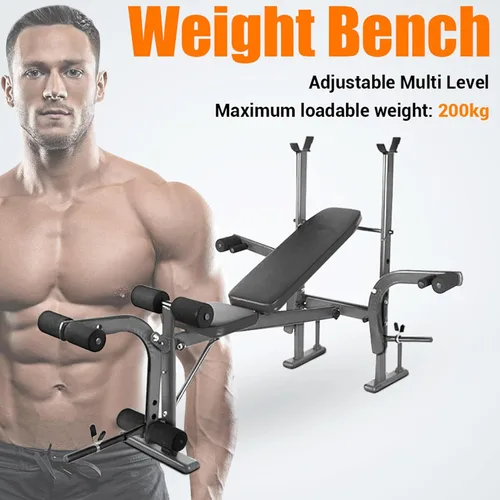 Vista 2 de Equipo de entrenamiento de banco de pesas estándar 6 en 1 para gimnasio en casa, entrenamiento de cuerpo completo, juego de prensa de banco, rizo