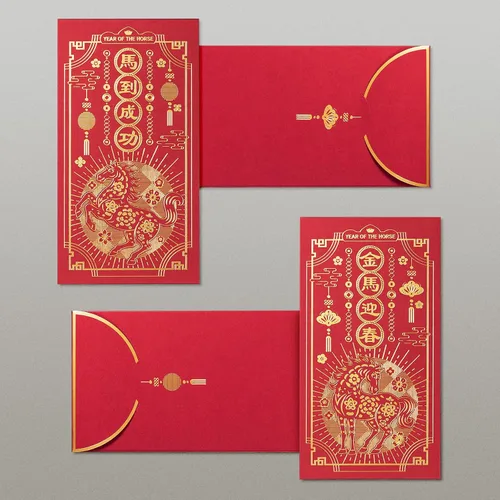 Vista 5 de Sobres rojos de año nuevo chino, 36 paquetes rojos de Año Nuevo Lunar 2026, Hong Bao con diseño de lámina dorada, sobres de dinero de regalo, año