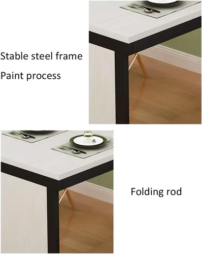 Vista 3 de Mesa plegable invisible de madera maciza montada en la pared, mesa de comedor flotante, escritorio de computadora multifunción, mesas de bar