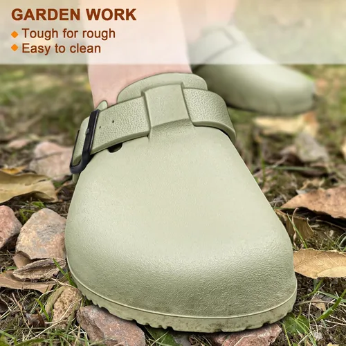 Vista 7 de KEMISANT Zuecos para Mujeres, Cómodas Sandalias Mules Pantuflas Zapatos de Enfermera y Jardín Unisex para Hombres Soporte Acolchado