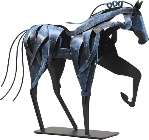 Vista 12 de SunBlogs Art Estatua de caballo hecha a mano - Decoración rústica única para oficina y hogar - Escultura de metal pintada a mano - Regalo artesanal