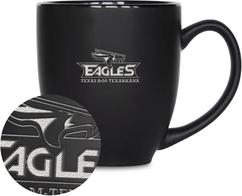 Vista 206 de Rico Industries - Taza de cerámica mate negra con grabado láser estándar de 15oz para NCAA (escuelas T & U) - Para bebidas calientes o frías