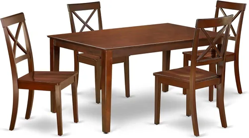 Vista 16 de East West Furniture CABO5-LWH-LC - Juego de mesa de comedor moderno de 5 piezas, incluye una mesa rectangular de madera y 4 sillas de comedor