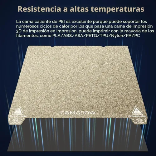 Vista 5 de Comgrow Ender 3 V3 KE PEI Hoja de acero primavera 235x235mm, cama térmica magnética flexible de hoja PEI texturizada, placa de construcción Ender 3