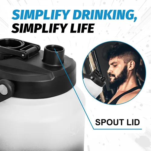 Vista 3 de NATURE PIONEOR Botella de agua aislada de 84 onzas, jarra de agua de acero inoxidable con doble vacío con soporte/portador, boca ancha, deportes al