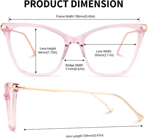 Vista 4 de Zeelool Gafas de bloqueo de luz azul de gran tamaño para mujer con forma de mariposa Hilary FX0206, Fx0206-03 Rosa