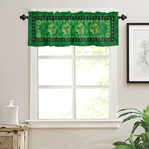 Vista 105 de Cenefa de cortina con lazo rojo de Navidad para ventanas, sala de estar, cocina, baño, granja, bolas de Navidad de acuarela con diseño de bayas