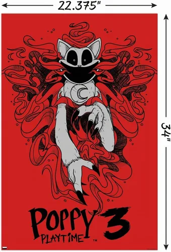 Vista 3 de Poppy Playtime: Capítulo 3 - Póster de pared ahumado, 34 pulgadas de largo x 22.4 pulgadas de ancho, versión sin marco