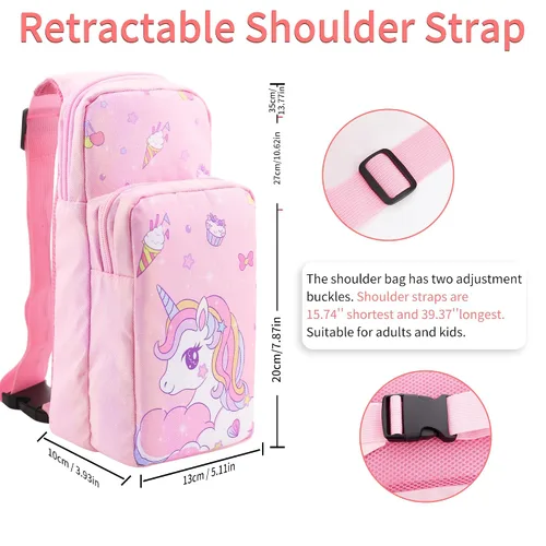 Vista 4 de GLDRAM Travel Crossbody Bag Compatible with Nintendo SwitchOLEDLite, Cute Portable Carrying Case Storage Bag for Unicorn, Thickened Shoulder Bag