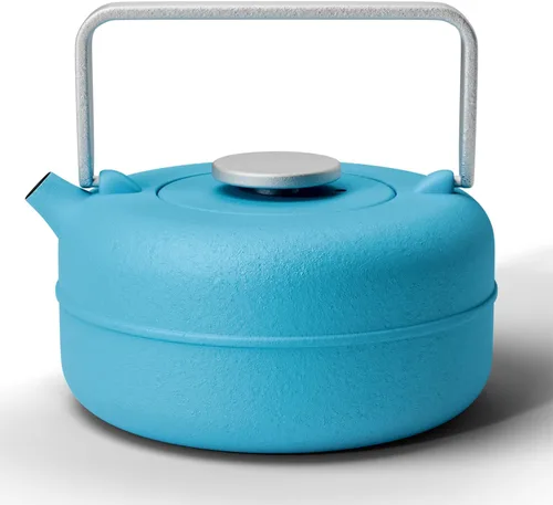 Vista 9 de Toptier Tetera con Infusor Extraíble, Hervidor de Té de Hierro Fundido Apto para Estufa, Diseño Cilíndrico de Geometría Sólida, Tetera Recubierta
