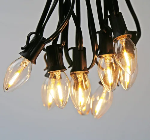 Vista 4 de Bombillas LED C7, 0.6 vatios equivalentes a 7 W, base pequeña de candelabro E12, bombillas LED Edison, 2700 K blanco cálido, plástico transparente