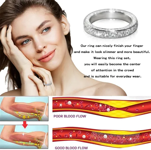 Vista 4 de HUASAI Anillo de moissanita para mujer, delicado anillo linfático brillante de circonita cúbica, anillo de linfvidad de moissanita completo