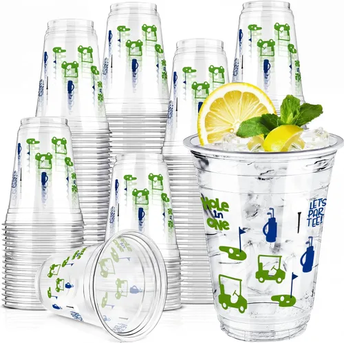 Vista 11 de Qinyoung 50 tazas de fiesta de golf, decoraciones para fiestas temáticas de golf, vasos de plástico transparente de 12 onzas, desechables