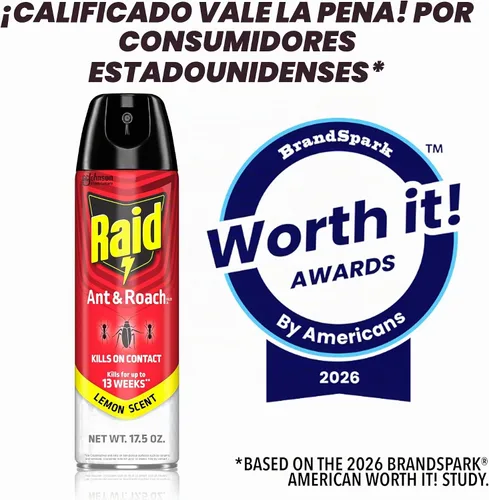 Vista 8 de Raid Ant & Roach Killer - Aerosol para insectos, aroma a limón, 17.5 onzas