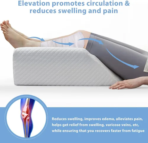 Vista 3 de Almohada de elevación de piernas para la circulación sanguínea después de la cirugía y la hinchazón, almohada de cuña para el alivio del dolor
