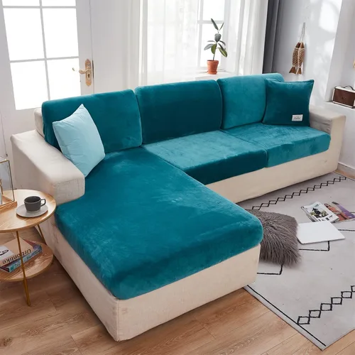 Vista 2 de MIFXIN Funda para sofá, de terciopelo elástico, funda de cojín elástica universal para sofá, funda de asiento para sofá en forma de L, protector