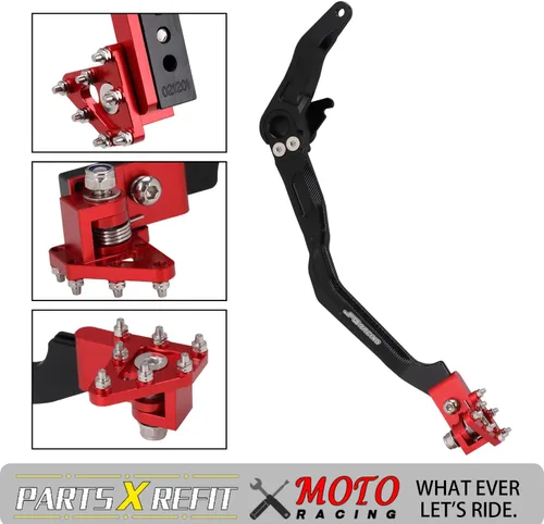 Vista 7 de JFG RACING Palanca de pedal de freno trasero plegable para motocicleta CNC para CRF110 F 2013-2022 OEM rojo 46500-KYK-305