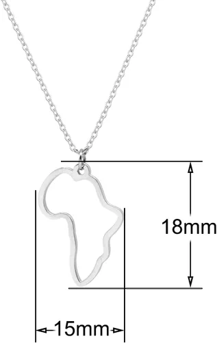Vista 2 de Rrdaily Collar minimalista con colgante de mapa de África hueco de acero inoxidable para mujeres y niñas, collar de contorno de continente