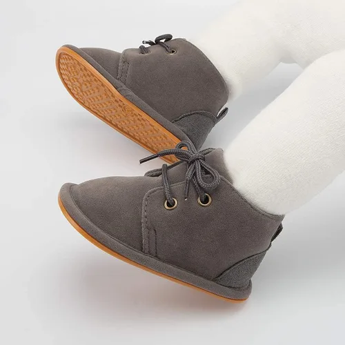 Vista 3 de Babelvit Mocasines Oxford para bebés y niñas, zapatos con cordones, zapatos para caminar primero, mocasines de piel sintética, suela de goma suave