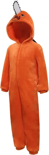 Vista 3 de Wolancy Pijama Pochita para adultos, disfraz de motosierra, overol de franela para mujer y hombre