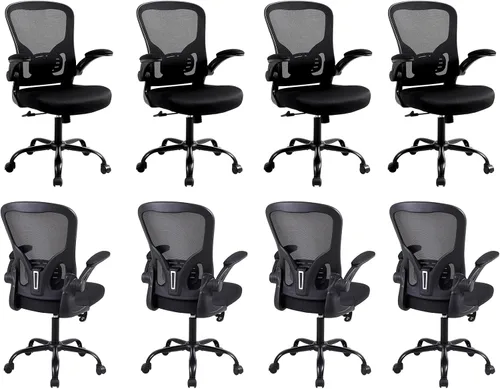 Vista 18 de Flysky Silla ergonómica de escritorio para oficina en casa, soporte lumbar, silla giratoria de malla transpirable para computadora con ruedas y Negro