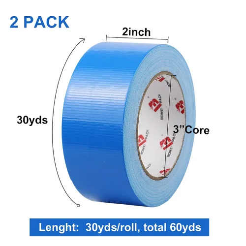 Vista 2 de JIALAI HOME 2 Pack Cinta Adhesiva Azul, Gruesa de 9 Mil, 2 Pulgadas x 30 Yardas, Fuerza Industrial Fuerte, Flexible, Sin Residue, Impermeable