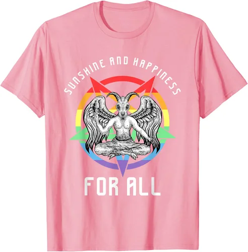 Vista 55 de Funny Sunshine and Happiness for All LGBT Gay Pride Baphomet Camiseta Negro