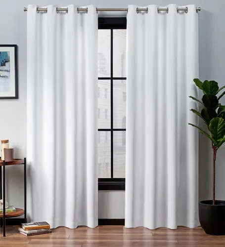 Vista 26 de Exclusive Home Curtains - Par de paneles de cortinas, modelo Academy, con ojales para bloqueo total de luz Blanco