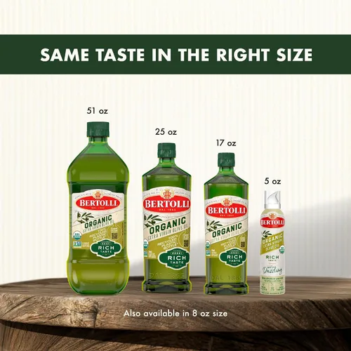 Vista 7 de Aceite de oliva extra virgen orgánico Bertolli, sabor rico, 25.36 onzas líquidas