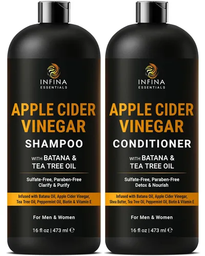 Vista 13 de INFINA ESSENTIALS Champú y Acondicionador con Aceite de Romero 16 fl oz cada uno con Aceite de Batana Fórmula Sin Sulfatos, Hidratante