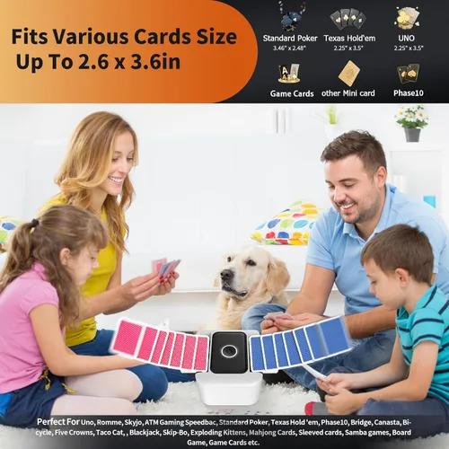Vista 4 de Barajador de tarjetas automático recargable para bicicleta Skip-Bo Skyjo de Blanco