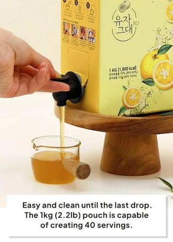 Vista 4 de Bebida coreana de cítricos, 2.2 lbs (35.27 onzas) de jugo de yuzu natural sin aditivos, mermelada de yuja sin pulpa, perfecta para fiestas en casa