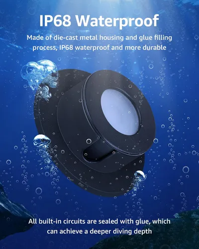 Vista 9 de SUNVIE Luces LED Subacuáticas para Estanque de 3W 3000K Blanco Cálido IP68 Impermeables Luces Subacuáticas para Estanque 12-24V AC/DC Bajo Voltaje