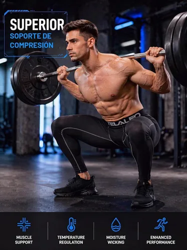 Vista 2 de Paquete de 5 pantalones de compresión para hombre, leggings de rendimiento