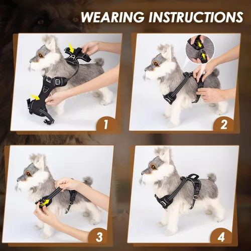 Vista 8 de SlowTon Arnés para perro sin tirones, arnés resistente sin estrangulamiento para mascotas, con 2 clips para la correa y mango vertical de fácil