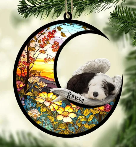 Vista 116 de Atrapasoles conmemorativo personalizado para perros, adorno navideño de Airedale Terrier, recuerdo por pérdida de mascota, regalos conmemorativos