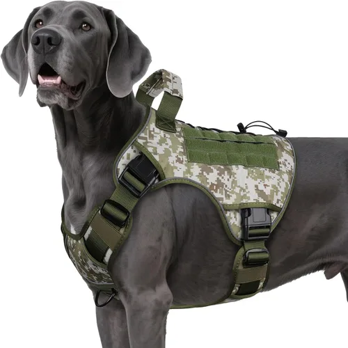 Vista 7 de WINGOIN Arnés táctico negro para perros pequeños, arnés resistente sin tirones con asa, arnés militar reflectante ajustable K9 para mascotas