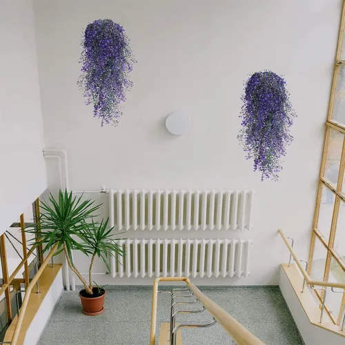 Vista 7 de Toprooms Plantas falsas colgantes, 4 piezas de hojas de eucalipto sintéticas, plantas de vid verdes, plantas de hiedra falsa, decoración